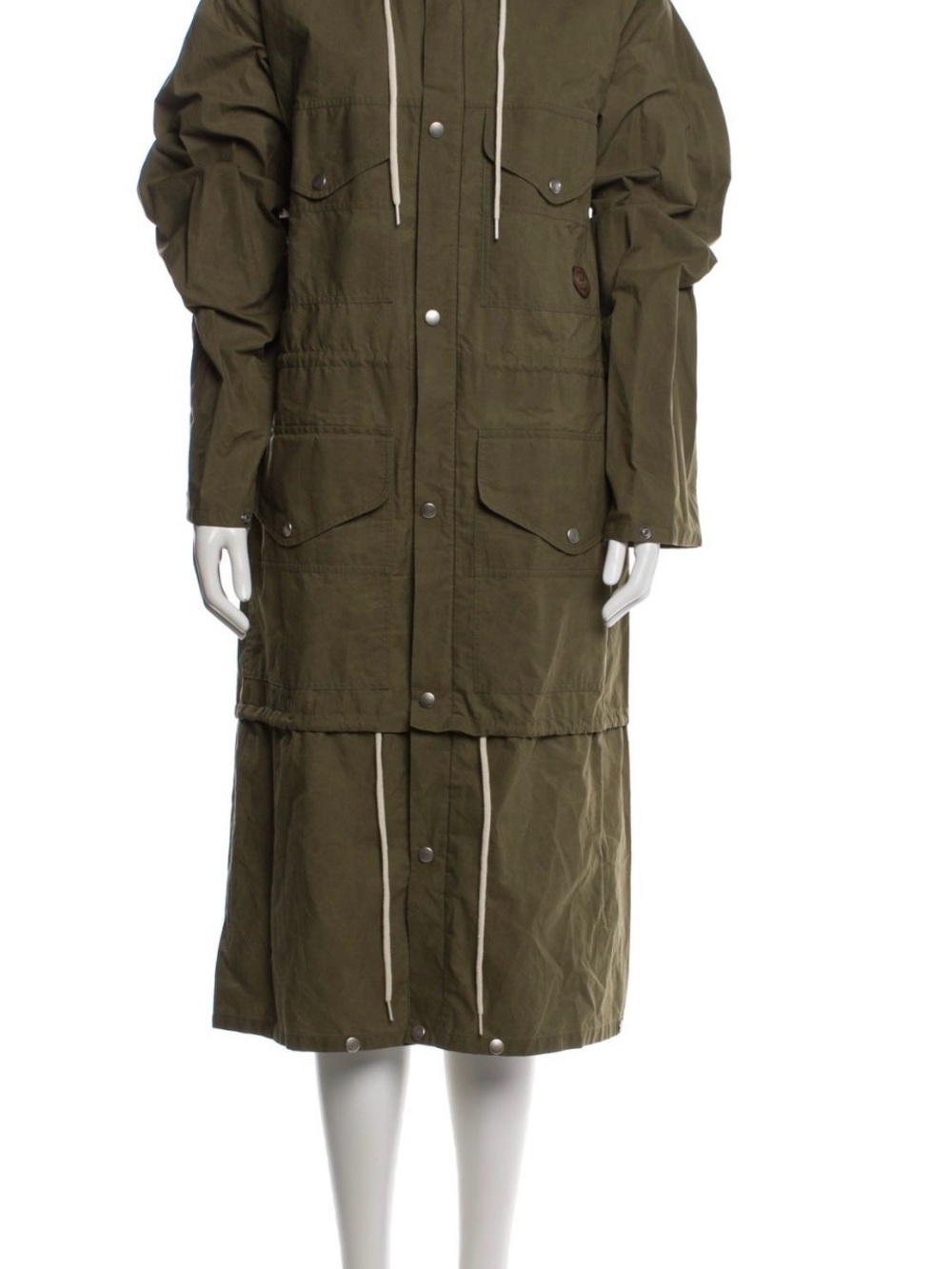 Gucci Olive Green Mens Parka Coat with Drawstring Hood
